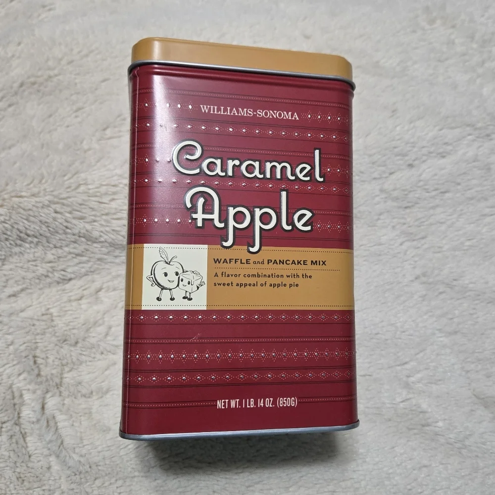 Williams Sonoma Caramel Apple Collector Tin with Lid, square, empty